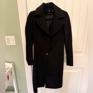 Size 2 - Elie Tahari Black Long Wool Coat  – Classic Elegant Outerwear